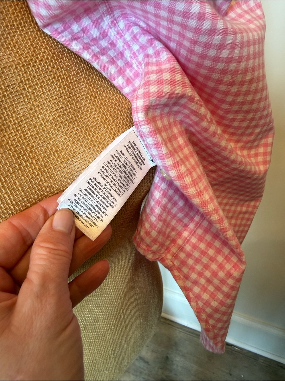 GUC Ralph Lauren Pink Gingham Button-Down Shirt Men's MEDIUM (small stain) - Picture 7 of 7